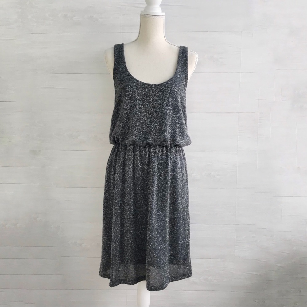 {Bobeau} Silver gray knit blouson dress, L